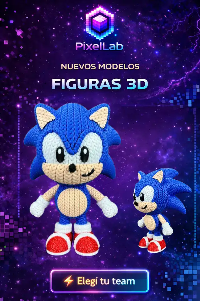 Figura 3D de Sonic de PixelLab 3D
