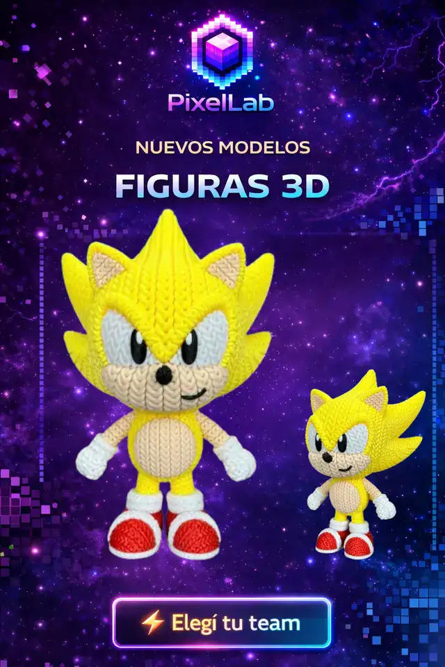 Figura 3D de Super Sonic de PixelLab 3D