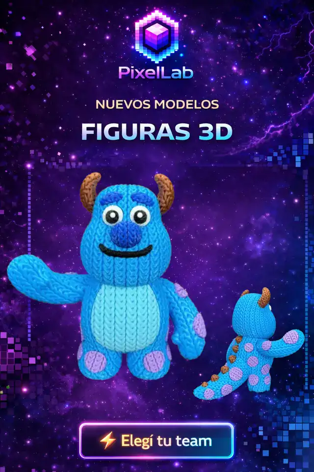 Figura 3D de Sulley de PixelLab 3D