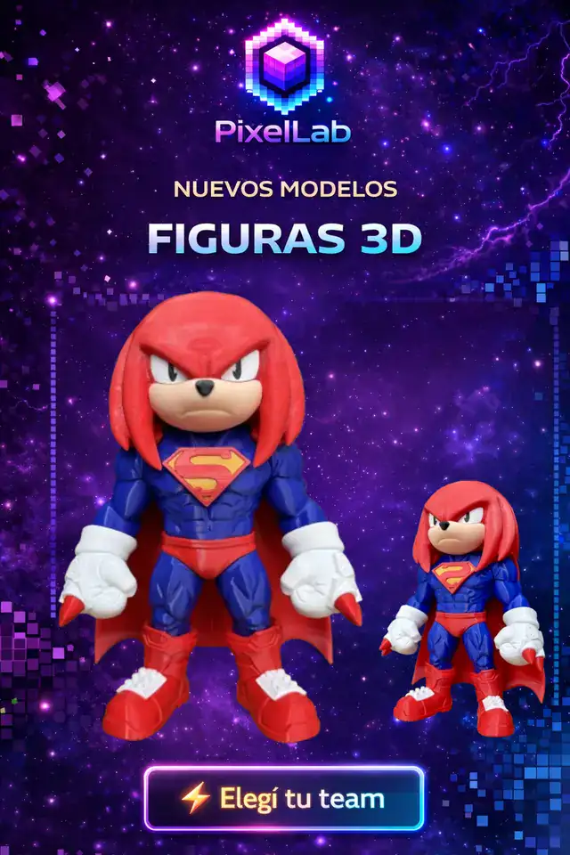 Figura 3D de Knuckles Superman de PixelLab 3D