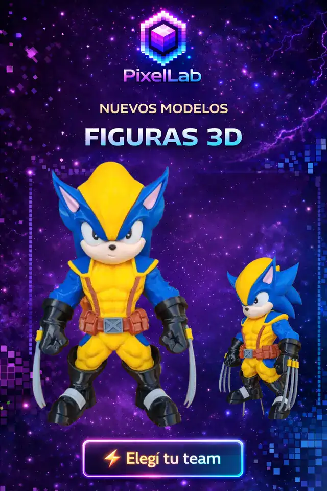 Figura 3D de Sonic Wolverine de PixelLab 3D