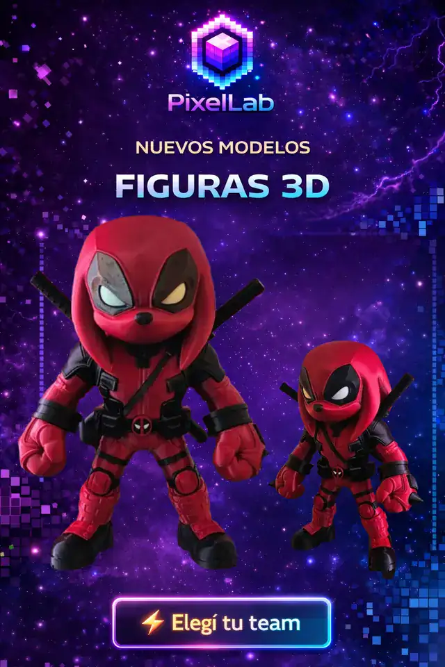Figura 3D de Knuckles Deadpool de PixelLab 3D