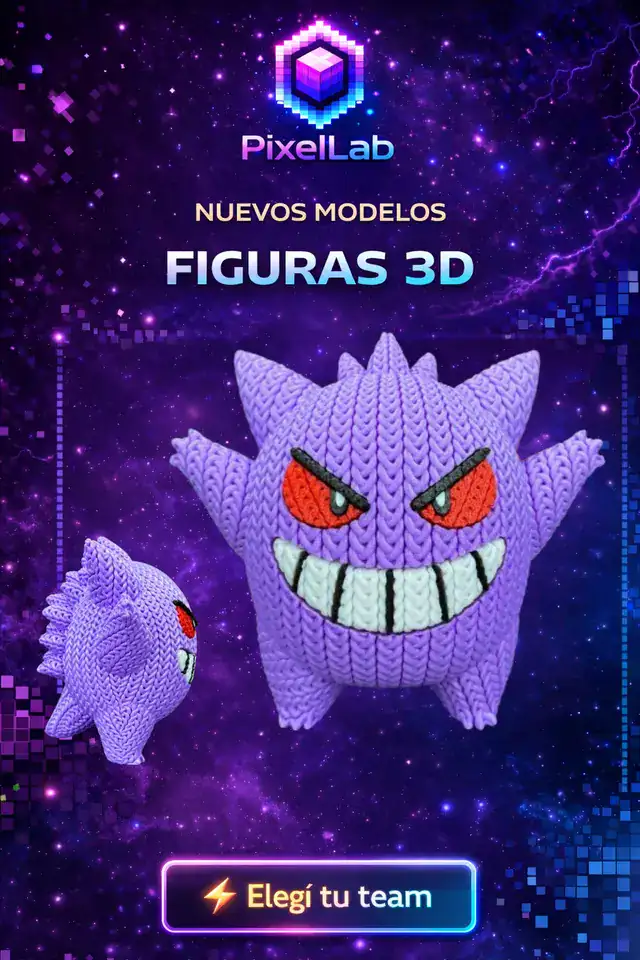 Figura 3D de Gengar de PixelLab 3D