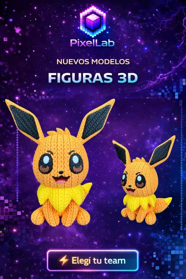 Figura 3D de Jolteon de PixelLab 3D