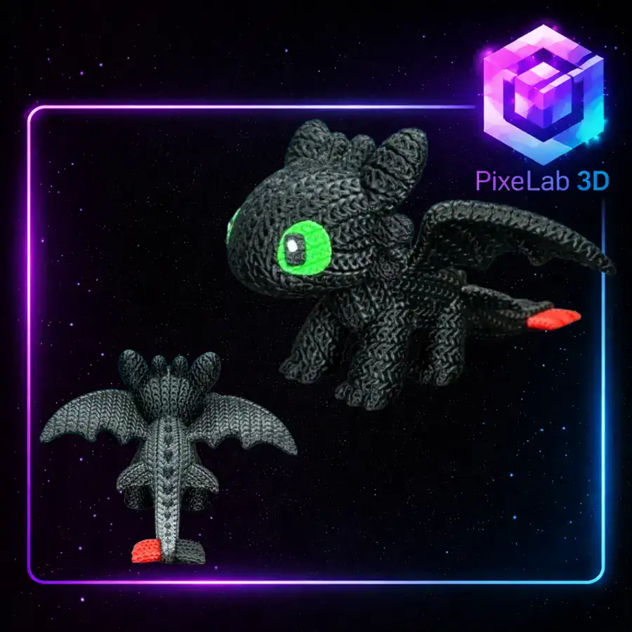 Dos dragones negros articulados impresos en 3D