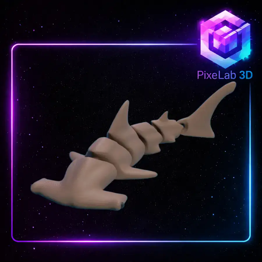 Tiburón gris articulado impreso en 3D
